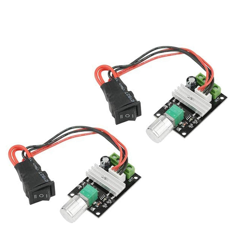 [Australia - AusPower] - DC Motor Speed Controller PWM 1203BB 6V12V24V 3A 80W speed adjustable reversible pulse forward and reverse control switch button (2PCS) 