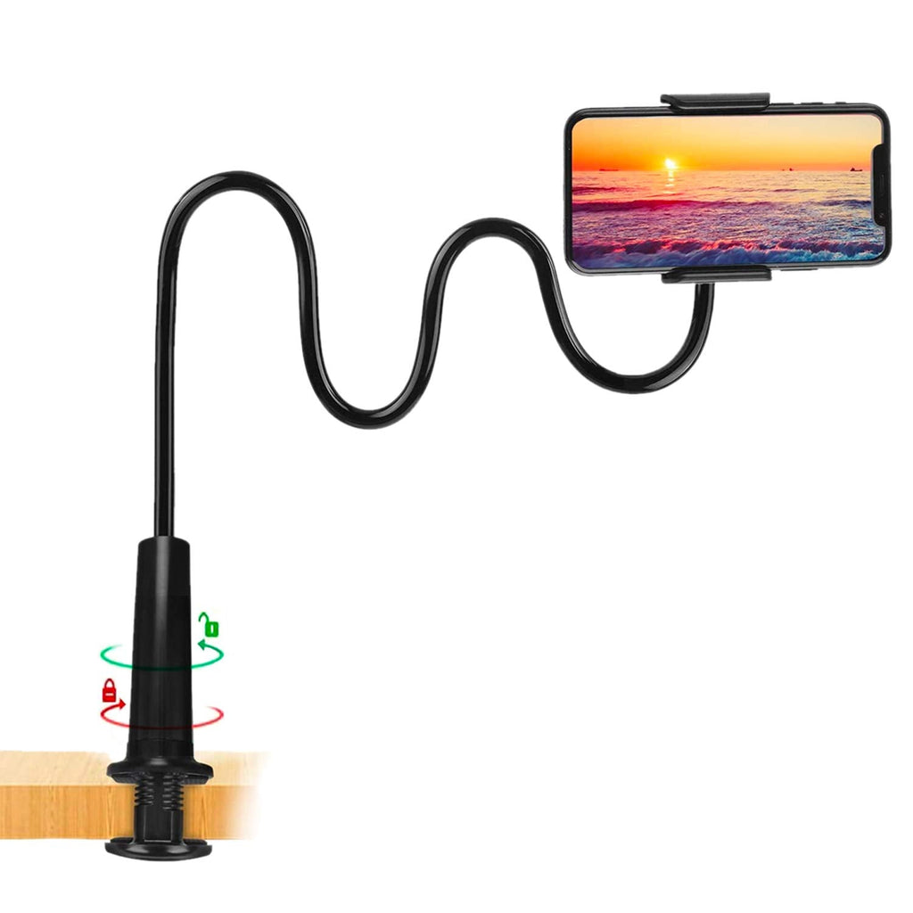 [Australia - AusPower] - Zuslab Tablet Cell Phone Bracket Adjustable Universal Gooseneck Bed Lazy Holder Stand Mount - Flexible Arm 360 Mount Clip Bracket Black 