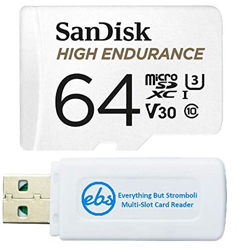 [Australia - AusPower] - SanDisk 64GB High Endurance Video Card MicroSDXC for Dash Cams Works with Garmin Mini, 56, 66W Dash Cameras (SDSQQNR-064G-GN6IA) Bundle with (1) Everything But Stromboli SD & Micro SD Card Reader 