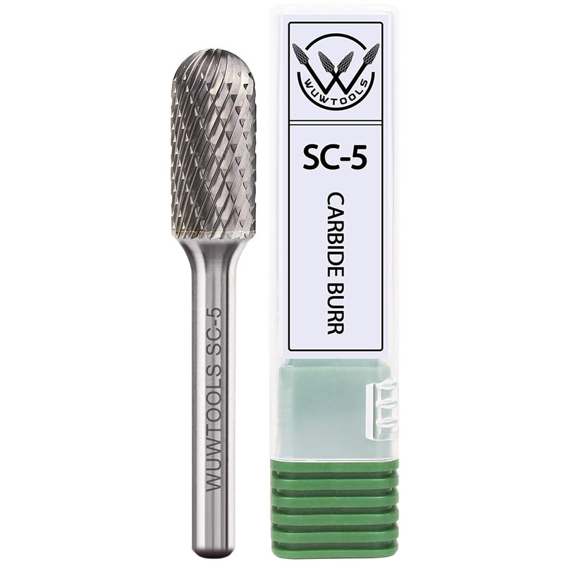 [Australia - AusPower] - WUWTOOLS Carbide Cutting Burrs 1/4" Shank Tungsten SC-5 Double Cut Rotary File Die Grinder Bit Accessories for Wood Carving Metal Glass Grinding Engraving Polishing Cutting Shaping and Drilling SC-5-1PC 