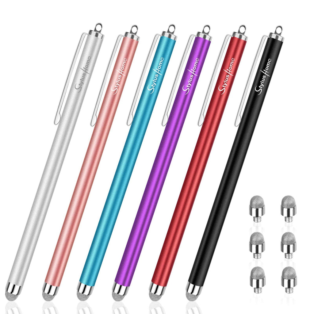 [Australia - AusPower] - StylusHome Stylus Pens for Touch Screens (6 Pcs), Sensitivity Capacitive Stylus Fiber Tips Touch Screen Pen with 6 Extra Replaceable Tips for for iPad iPhone Tablets All Universal Touch Devices 