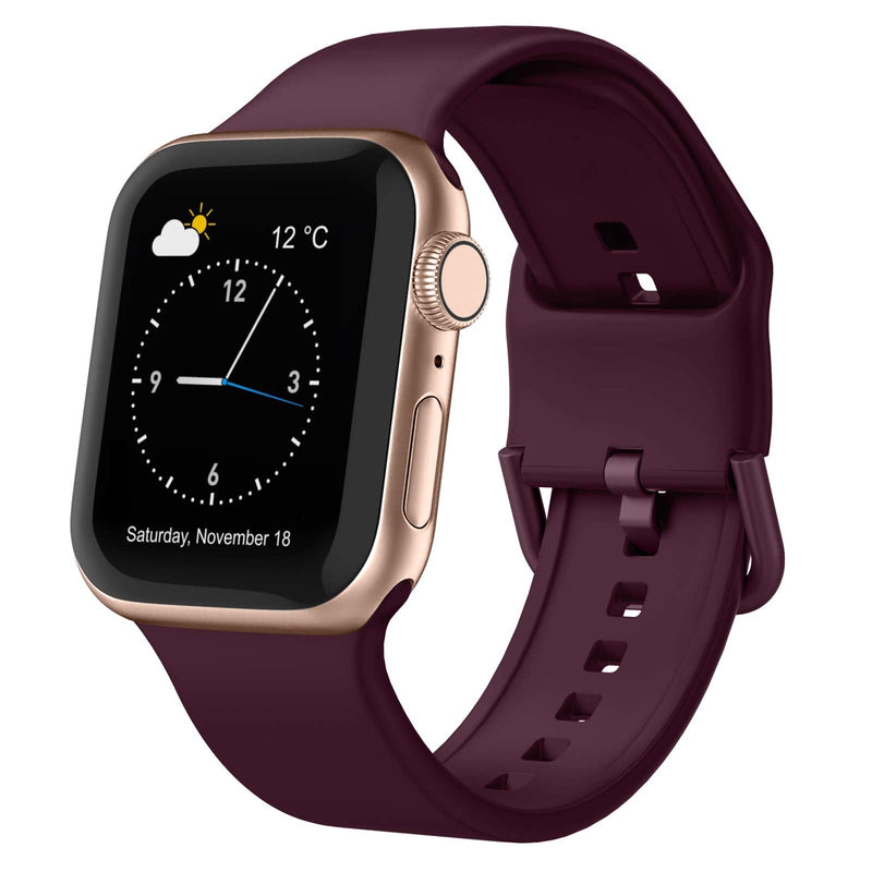 [Australia - AusPower] - Adepoy Compatible with Apple Watch Bands 41mm 40mm 38mm, Soft Silicone Sport Wristbands Replacement Strap with Classic Clasp for iWatch Series SE 7 6 5 4 3 2 1 for Women Men, Wine Red 38/40/41mm 38mm/40mm/41mm 