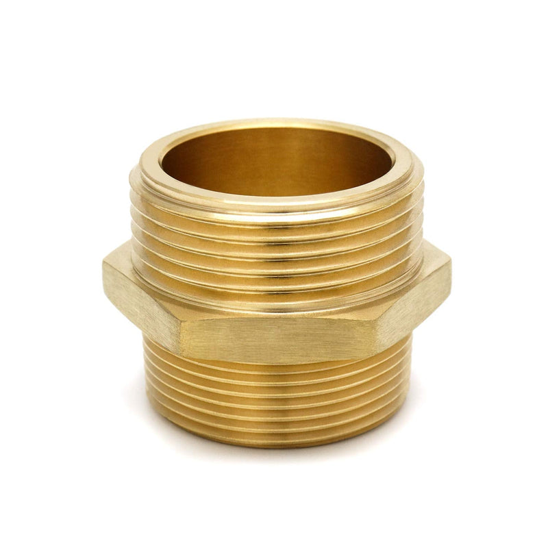 [Australia - AusPower] - QWORK Brass Hexagonal Nipple Fitting, 1-1/2" NPT Male x 1-1/2" NST (NH) Male, Fire Equipment Hexagonal Nipple Fire Hose Adapter 