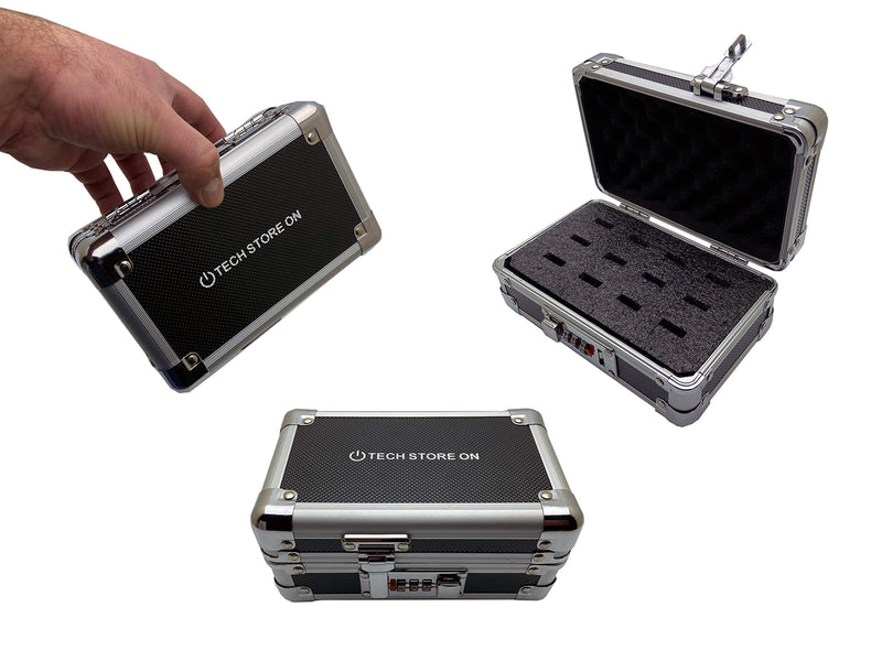 [Australia - AusPower] - Flash USB Thumb Drive Case Memory Card Electronic Accessories Storage Organizer Bag Secure Combination Lock Antistatic Shockproof Foam (Aluminum, 12 USB Slots) 