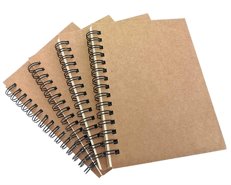 [Australia - AusPower] - ALIMITOPIA Spiral Notebook Joural,Wirebound Sketch Book NotePad Diary Memo Planner,A6 Size & 60 sheets(4pcs,Gridding Pages) Kraft Cover Gridding Pages 
