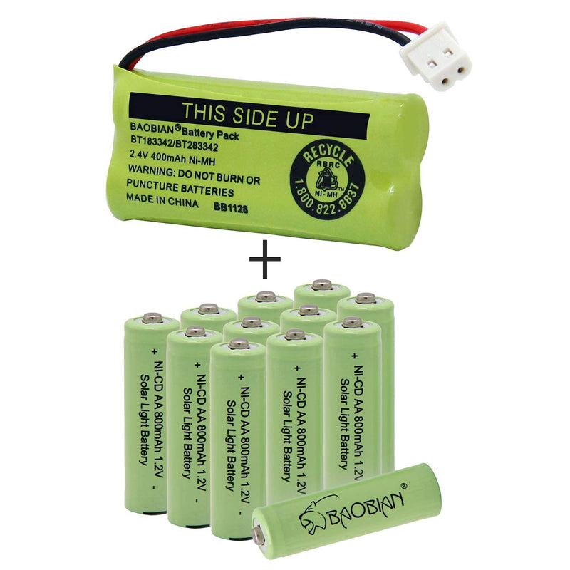 [Australia - AusPower] - BT183342/BT283342 2.4V 400mAh Ni-Mh Battery Pack and AA Ni-Cd 1.2V 800mAh Outdoor Solar Light Batteries 