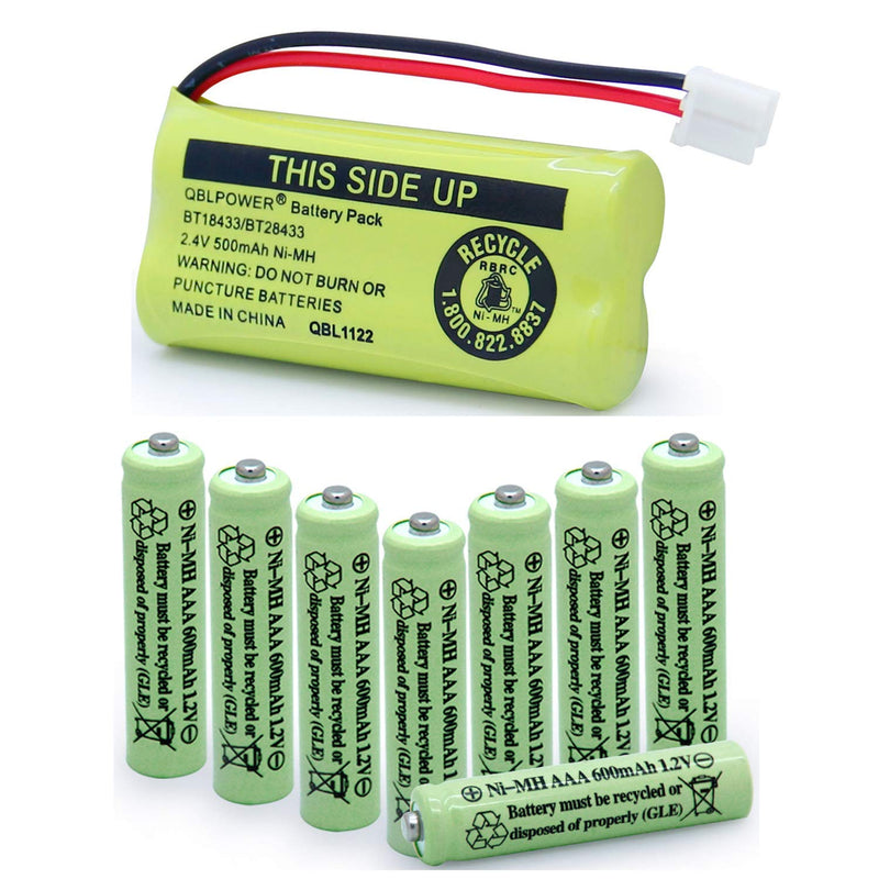 [Australia - AusPower] - BT18433/BT28433 2.4V 500mAh Ni-Mh Phone Battery Combo with AAA Triple A NiMh 1.2V 600mAh Solar Light Batteries 