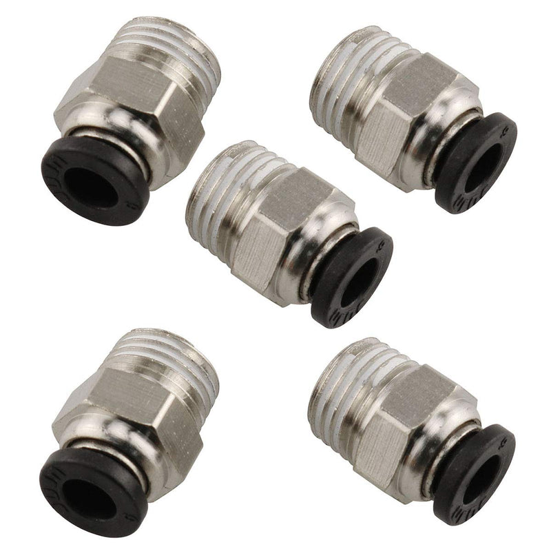 [Australia - AusPower] - E-outstanding 5pcs Pneumatic Tube Fittings 1/4" PT Male Thread Straight Connection Air Tube Push to Connect Quick Fitting 