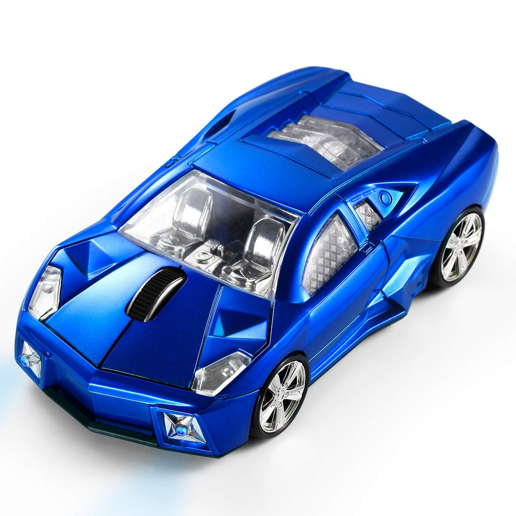 [Australia - AusPower] - BKLNOG Sports Car Mouse [Updated] with LED Headlights, 1600 DPI Wireless Car Shaped Mouse for Mac & Computers, Blue 