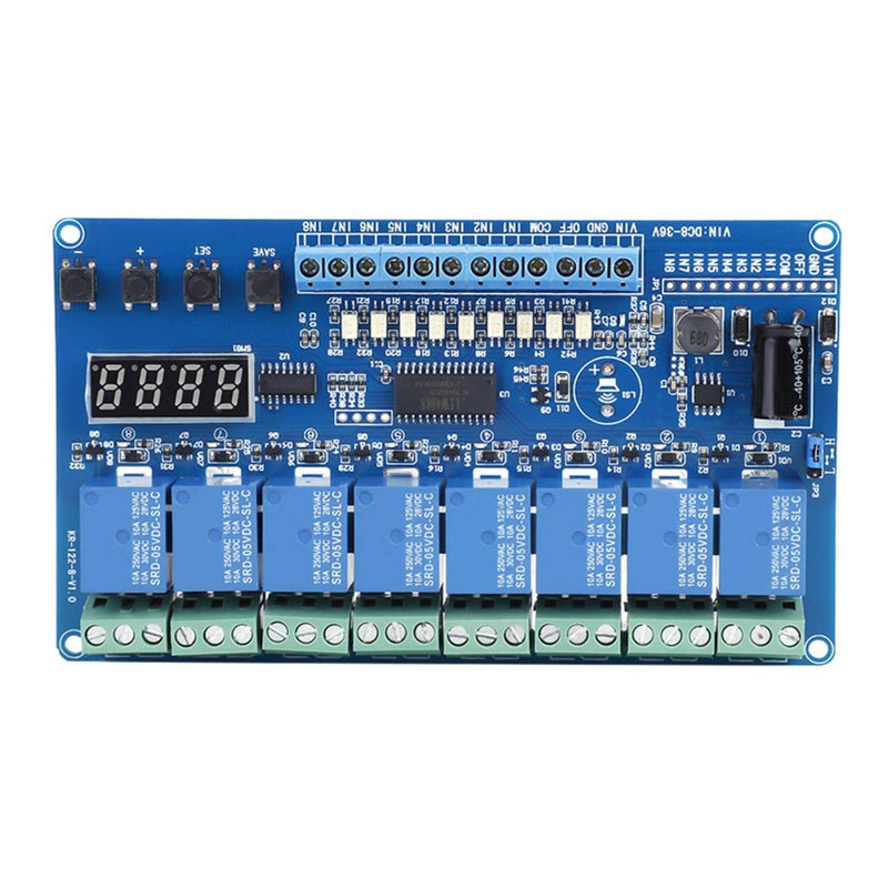 [Australia - AusPower] - DC 8-36V 8-Channel Multifunction Time Delay Relay Interface Board Module Optocoupler LED Relay Board for Various Power Control Applications 