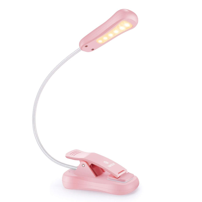 [Australia - AusPower] - Vekkia Rechargeable-Book-Light-for-Reading-in-Bed, 3000K Warm 6 LED 3 Brightness Lamp (Pink) Pink 