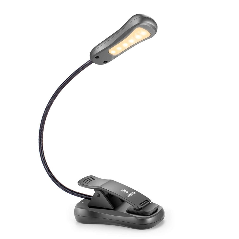 [Australia - AusPower] - Vekkia Rechargeable-Book-Light-for-Reading-in-Bed, 3000K Warm 6 LED 3 Brightness Lamp (Iron) Iron 