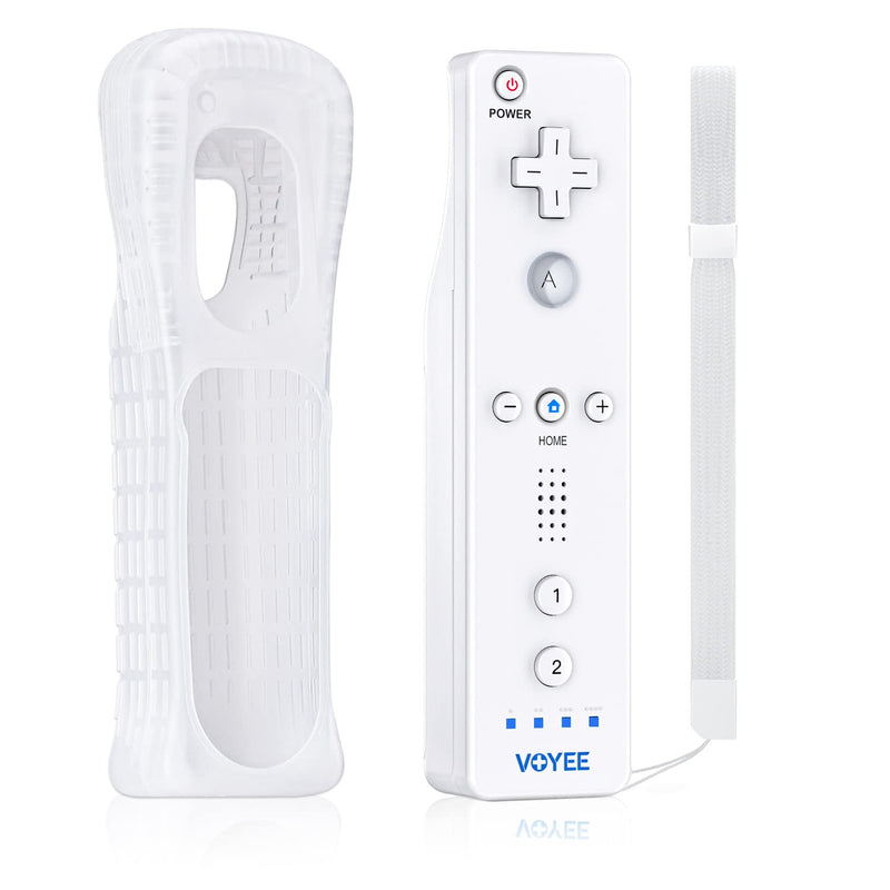 [Australia - AusPower] - VOYEE Wii Remote Controller, Wii Controllers Built in 3-Axis Motion Plus, Wireless Gaming Controller Compatible with Nintendo Wii/Wii U Console - with Silicone Case | Wrist Strap (White) White 