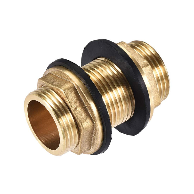 [Australia - AusPower] - uxcell Bulkhead Fitting, G3/4 Male, Tube Adaptor Hose Fitting, with Silicone Gaskets, for Water Tanks, Brass, Gold Tone 