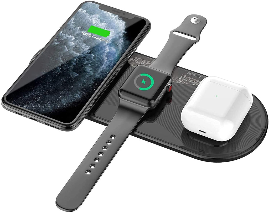 [Australia - AusPower] - Wireless Charger, Blulory3 in 1 Wireless Charging Board, Qi Certified 15W Fast Charger,Compatible with iPhone 12 Mini/12/12 Pro/12 Pro Max/11/11pro/Se/X/XS/XR/Xs Max/8/8 and Apple Watch AirPods 2/Pro 