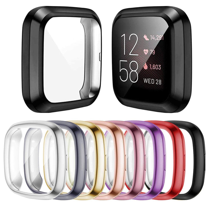 [Australia - AusPower] - Mocodi 8-Pack Screen Protector Case Compatible with Fitbit Sense/Versa 3, TPU Protective Screen Cover Saver Bumper Accessories for Fitbit Sense/Versa 3 Smartwatch 8-color-1 