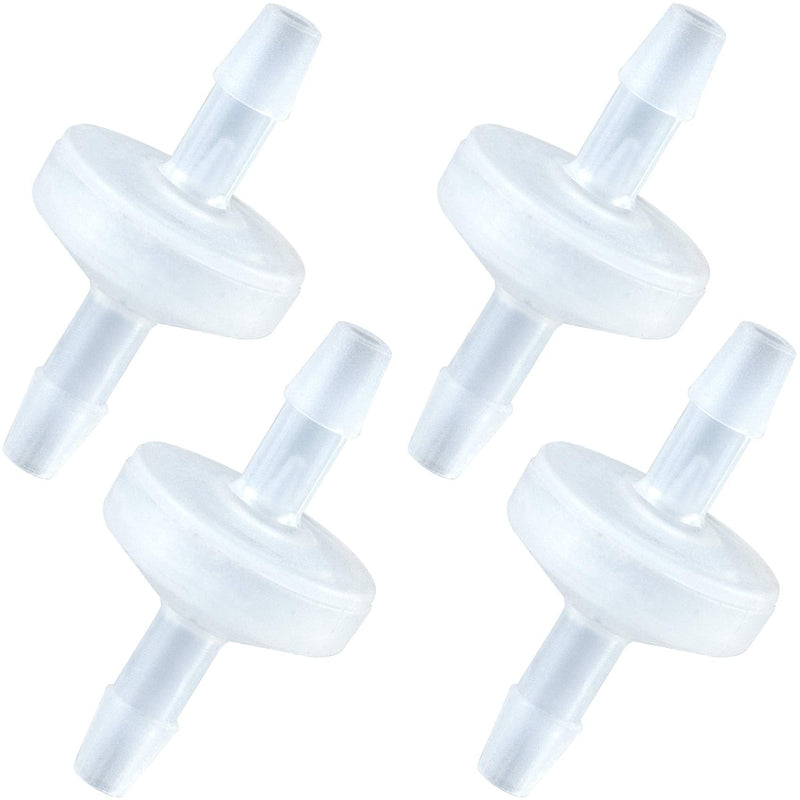[Australia - AusPower] - PAGOW 1/8Inch Check Valve, 4 Packs 4mm PVDF Wear-Resistant One-Way Check Valve for Fuel Gas Liquid Air, plastic water stops check valve, Micro Diaphragm Check Valve for Air Intake Feed White 