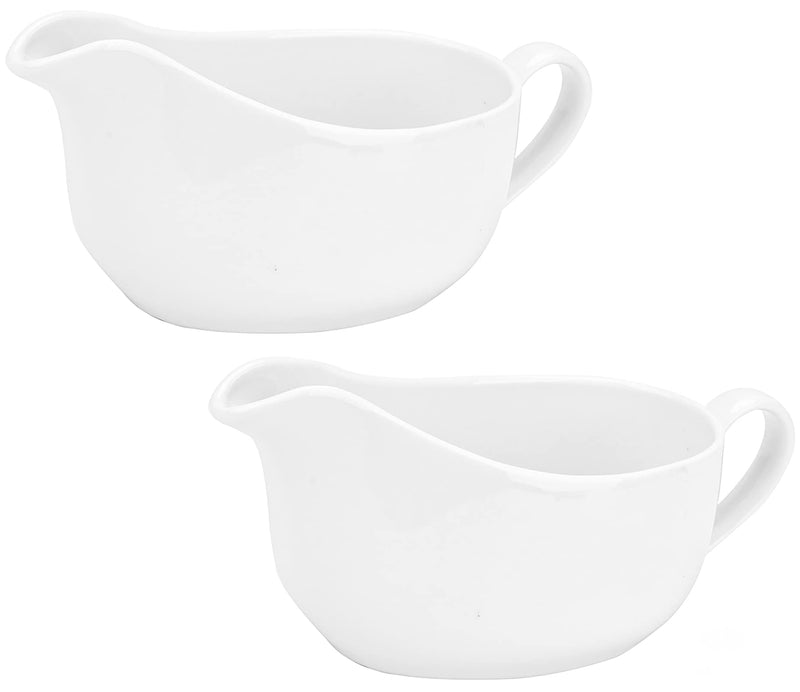 [Australia - AusPower] - Yesland 2 Pcs 15 oz Gravy Boat, Ceramic White Easy-Pour Gravy Boat for Dining, Holiday Meals & Parties 
