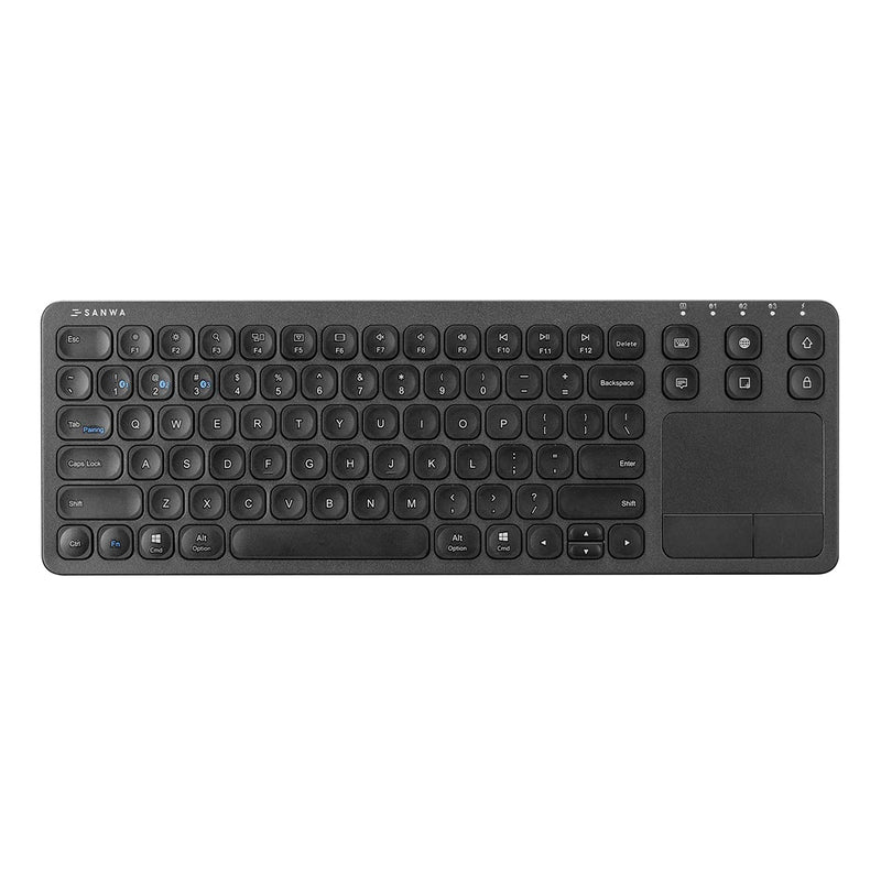 [Australia - AusPower] - SANWA Multi Device Bluetooth Keyboard with Touchpad, Rechargeable Keypad with Trackpad for Laptop Desktop Computer PC iPad/iPhone Tablet, Compatible with MacBook, Windows, Android, iOS, Black 