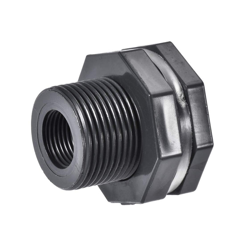 [Australia - AusPower] - uxcell Bulkhead Fitting, G1/2 Female 1.5" Male, Tube Adaptor Pipe Fitting with Silicone Gasket, for Water Tanks, PVC, Gray 