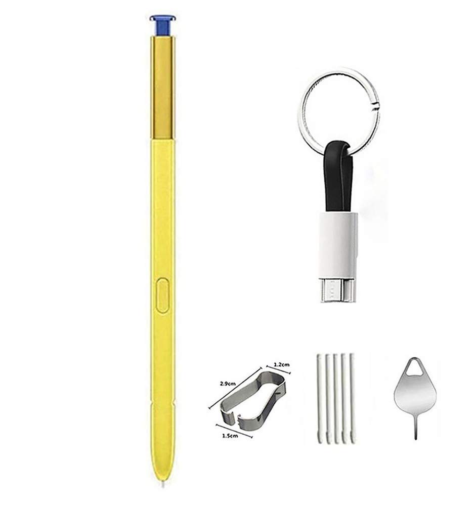 [Australia - AusPower] - Galaxy Note 9 Pen (Without Bluetooth)， Stylus Touch S Pen Replacement for Galaxy Note 9 SM-N960 with Micro USB to Type-c Charger Cable+Tips/Nibs+Eject Pin (Yellow/Blue) Yellow/Blue 