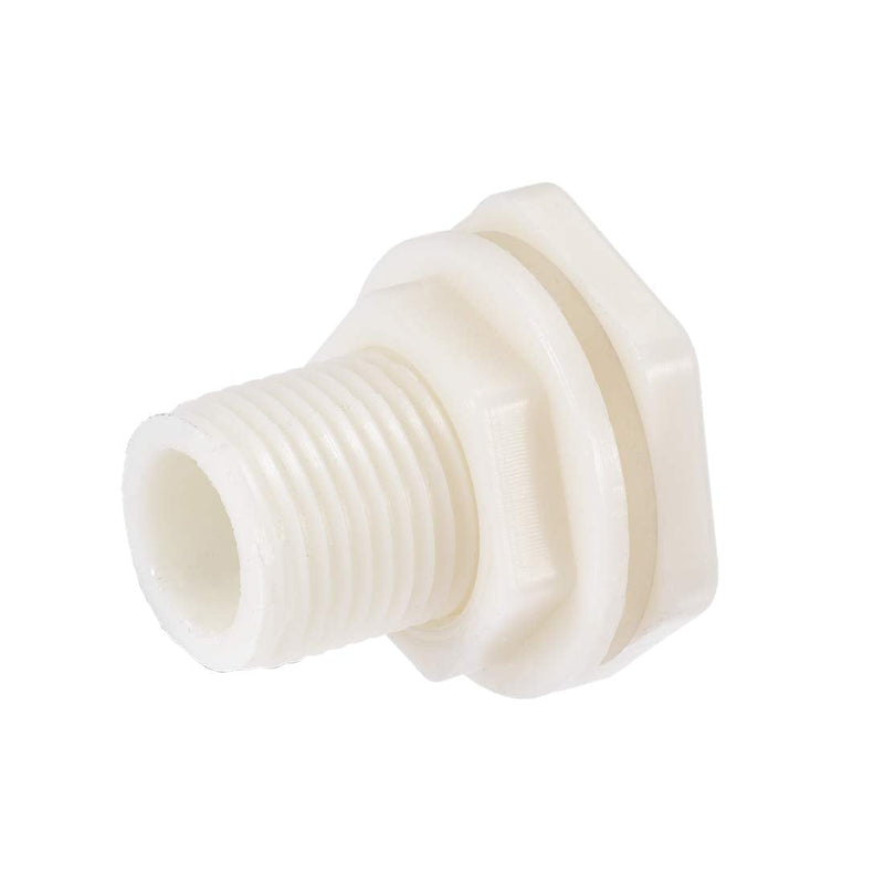 [Australia - AusPower] - uxcell Bulkhead Fitting, G1/2 Male, Tube Adaptor Pipe Fitting with Silicone Gasket, for Water Tanks, ABS Plastic, White 