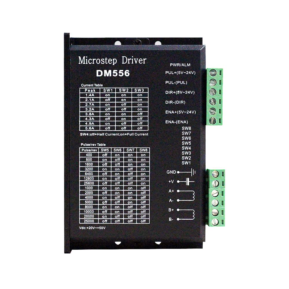 [Australia - AusPower] - CNC Digital Stepper Driver DM556 Stepper Motor Controller 2-phase Stepper Motor Driver 20-50V DC Max 5.6A 128 subdivision For Nema 23, 24 and Nema 34 stepper motor 