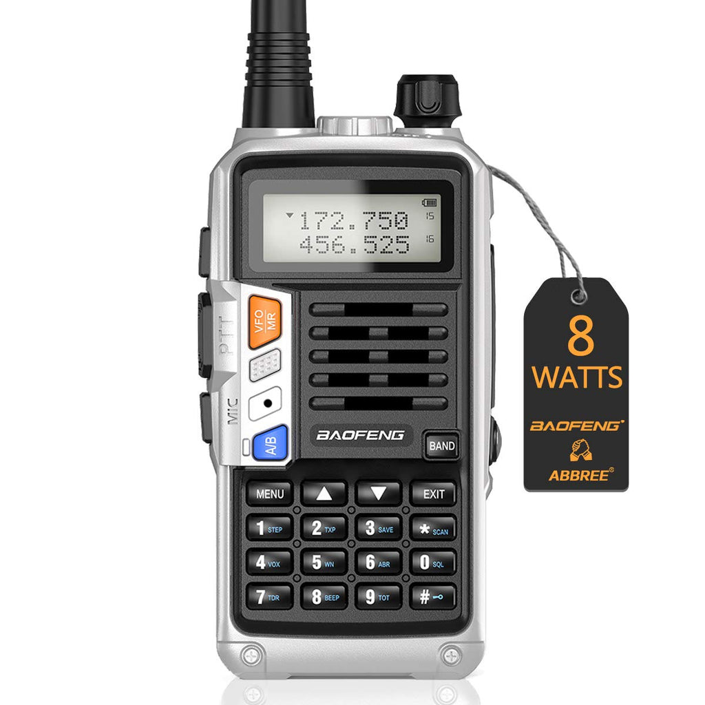 [Australia - AusPower] - BaoFeng UV-S9 Plus(Upgrade of UV-5R) 8-Watt 2200mAh Larger Battery with USB Charger Cable Rechargeable long rang VHF UHF Dual Band Amateur Ham Two Way Radio (Silver) Sliver 