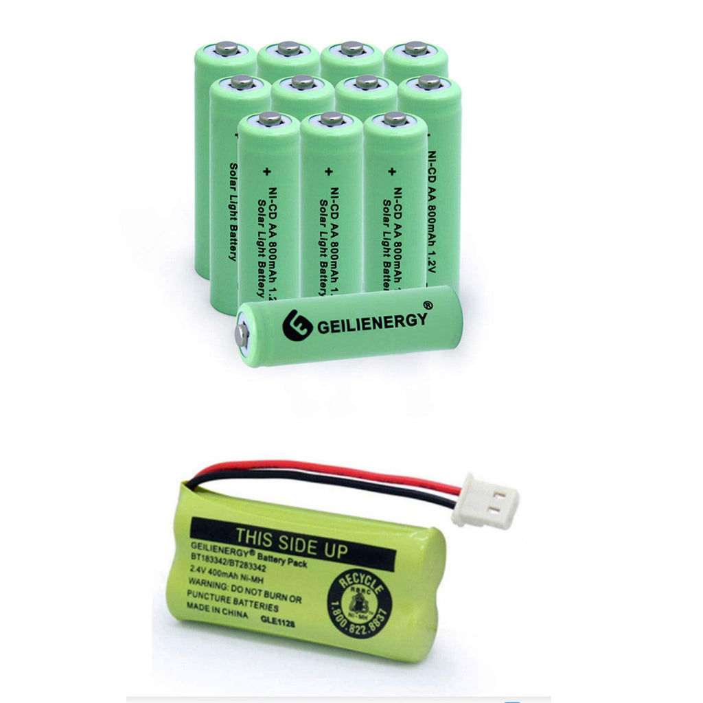 [Australia - AusPower] - 2 Pack BT183342 BT283342 BT162342 BT262342 BT166342 BT266342 Phone Battery with 12 Pack AA Rechargeable Batteries for Solar Lights 