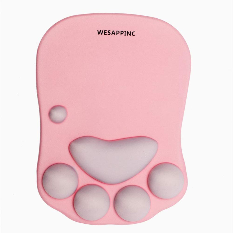 [Australia - AusPower] - WESAPPINC Cat Paw Mouse Pad with Wrist Support Cushion Soft Silicone Wrist Rests Ergonomic Cute Mousepad Design for Office Computer Mac Gaming Desk Decor (10.7x7.8x0.9'') (Pink) Pink 
