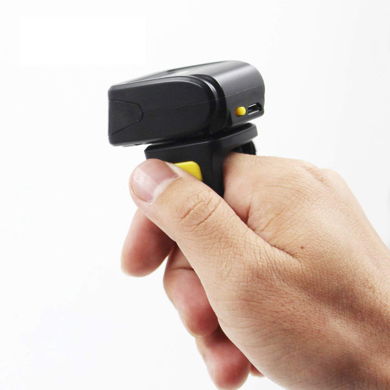 [Australia - AusPower] - 1D Wireless Ring Barcode Scanner. Portable Bluetooth Finger Ring Compatible 1D Laser Digital Barcode Reader Mini Portable for Windows, Mac OS, Android with Vibration Alert Barcode Reader 