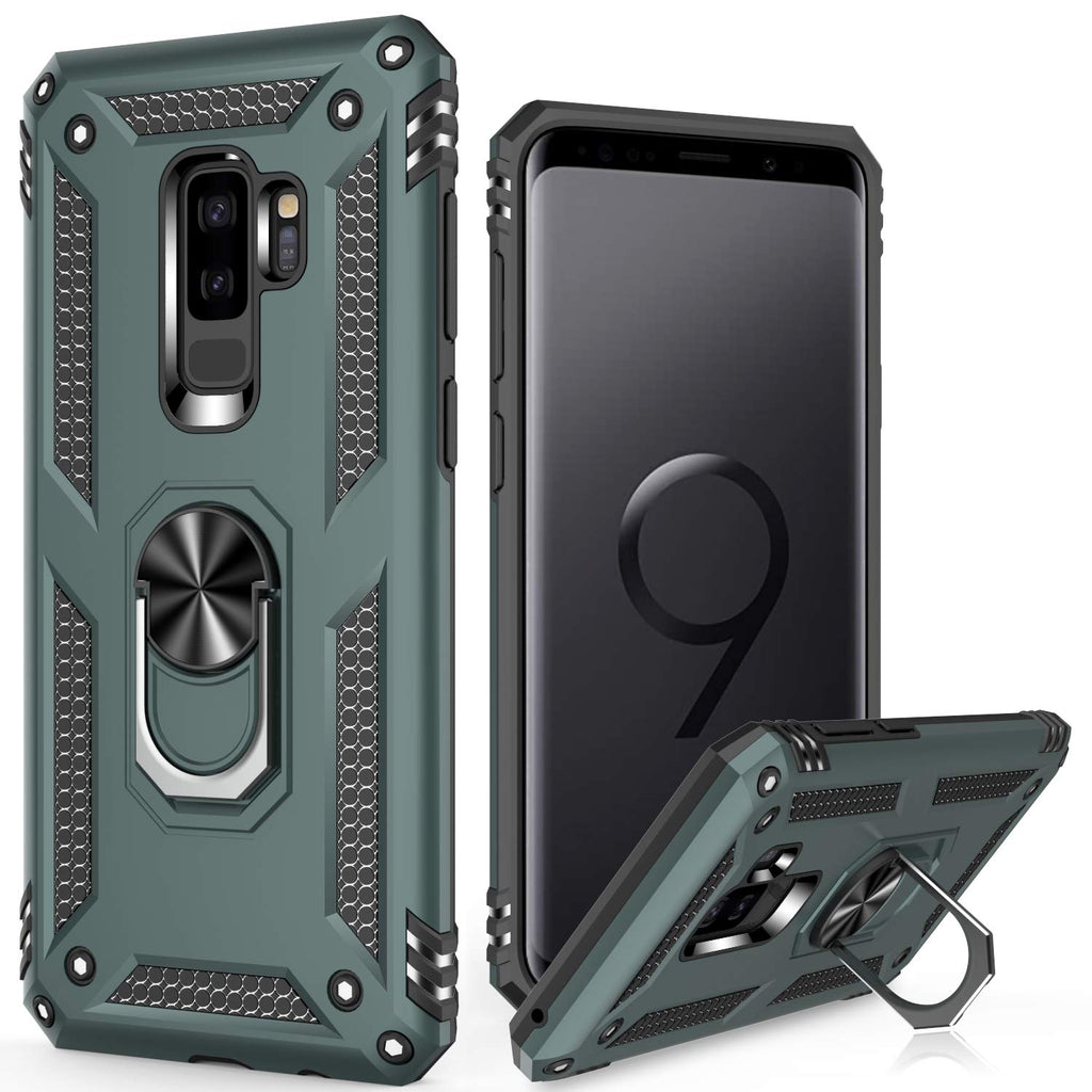 [Australia - AusPower] - LUMARKE Galaxy S9+ Plus Case,Pass 16ft Drop Test Military Grade Heavy Duty Cover with Magnetic Kickstand Compatible with Car Mount Holder,Protective Phone Case for Samsung Galaxy S9 Plus Pine Green 
