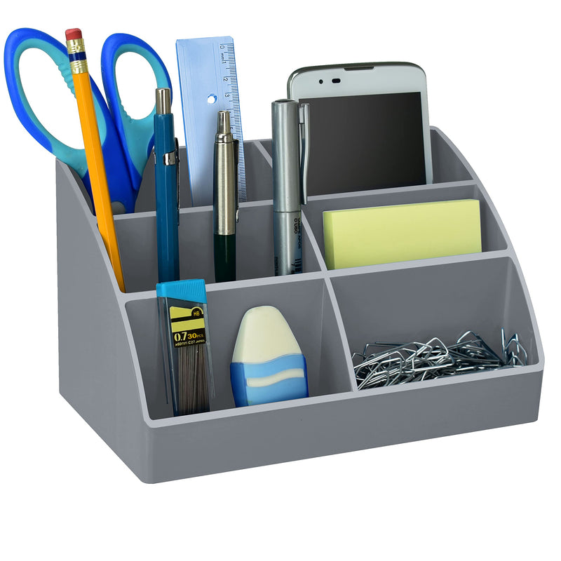 [Australia - AusPower] - Acrimet Incline Desktop Easy Organizer Caddy Holder - Supplies Storage and Home Organization (Plastic) (Silver Color) 