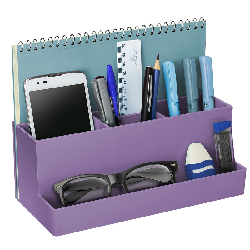 [Australia - AusPower] - Acrimet Desktop Organizer - Multi Organizer Caddy Holder for Office, Home and School use (Plastic) (Solid Purple Color) 