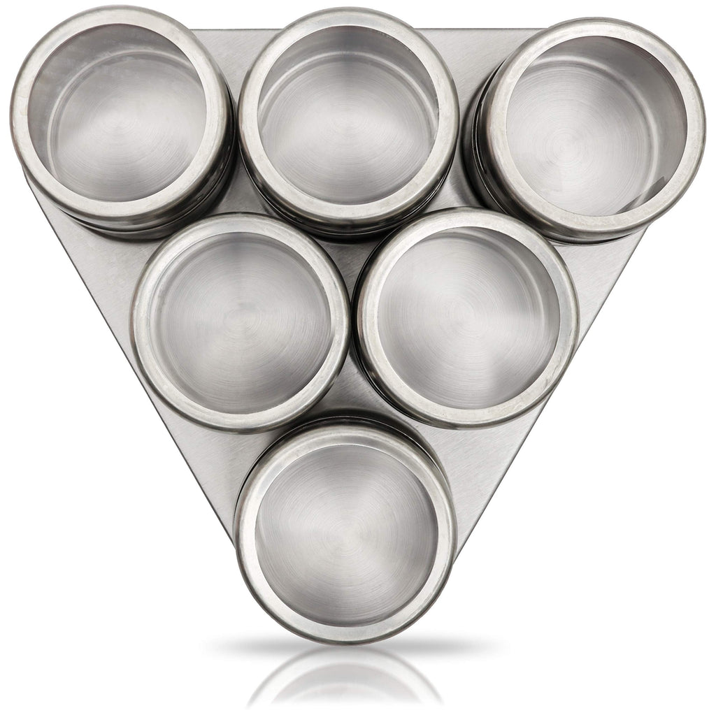 [Australia - AusPower] - Magnetic Spice Rack - 6 Stainless Spice Jars for Seasoning - Magnetic Spice Containers for the Kitchen, Dining Table, and Refrigerator - 2.50" x 8.00" x 8.00" 