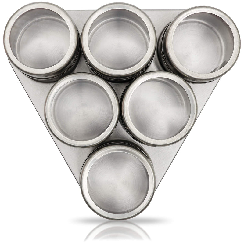 [Australia - AusPower] - Magnetic Spice Rack - 6 Stainless Spice Jars for Seasoning - Magnetic Spice Containers for the Kitchen, Dining Table, and Refrigerator - 2.50" x 8.00" x 8.00" 
