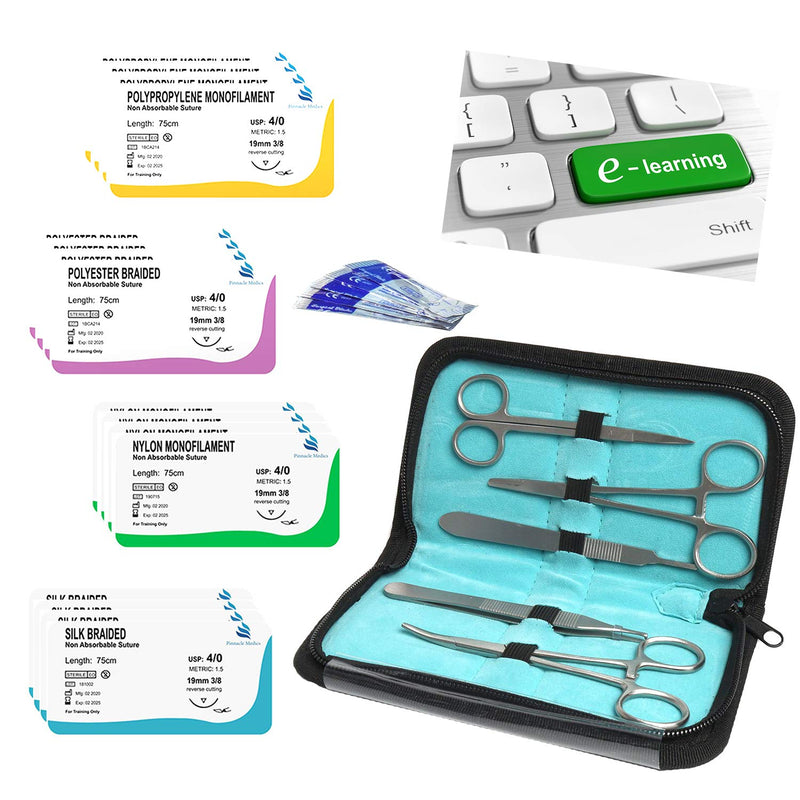 [Australia - AusPower] - Suture Kit | Suture Practice Kit for Medical Students | 24 Mixed Sutures Thread with Needle and Suture Tool kit | for Medical, Nursing, and Vet Student Suture Training | Step by Step HD Video Tutorial 