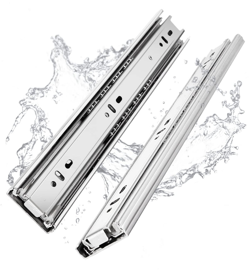 [Australia - AusPower] - YENUO Stainless Steel Full Extension Drawer Slides Side Mount 10 12 14 16 18 20 22 24 inch Ball Bearing Metal Rails Track Guide Glides Runners Heavy Duty 100lbs 1/5/10 Pair (1 Pair, 10 Inch) 1 Pair 