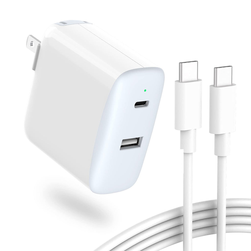 [Australia - AusPower] - 32W 2 Port with 20W USB C Fast Charger Compatible with iPad Pro 12.9 Gen 5/4/3 2021/2020/2018, Pro 11 Gen 3/2/1, New Mini 6, Air 4, Pixel 5 4 3 2 XL 3/4A 2/3/4XL，6.6ft 3A USB C to C Cord 