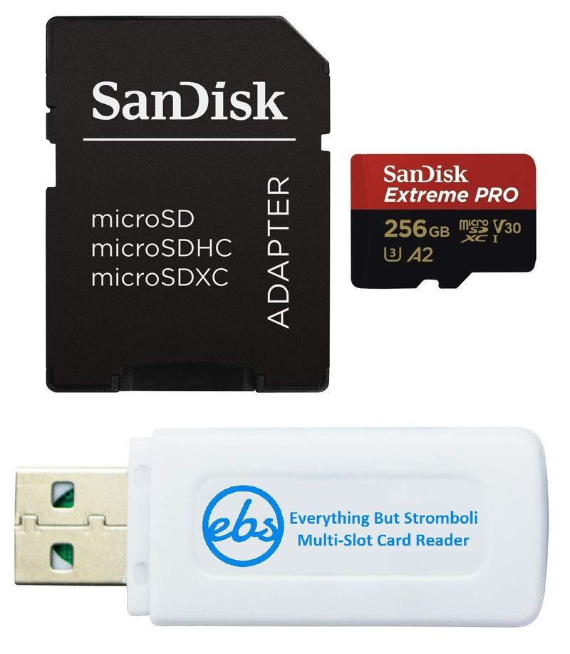 [Australia - AusPower] - SanDisk Extreme Pro 256GB Micro SD Memory Card for GoPro Hero 9 Black Camera Hero9 UHS-1 U3 / V30 A2 4K Class 10 (SDSQXCY-256G-GN6MA) Bundle with (1) Everything But Stromboli SDXC & Micro Card Reader 