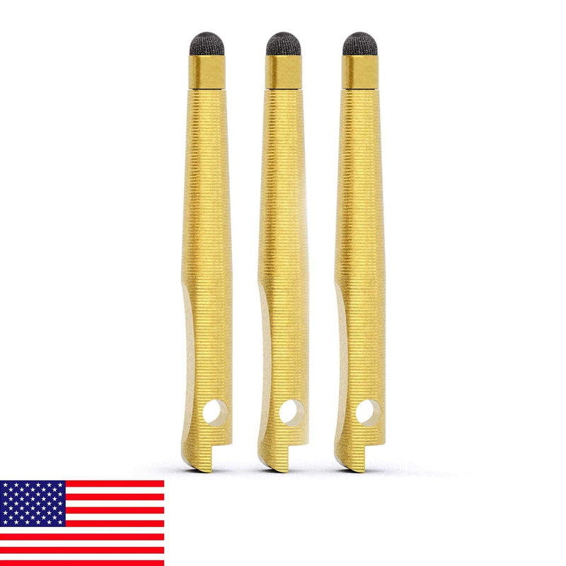 [Australia - AusPower] - PawTool Jr. Solid Brass Touchscreen Stylus - Compact and Portable Phone Stylus/No Touch Tool (3 Pack) 3 