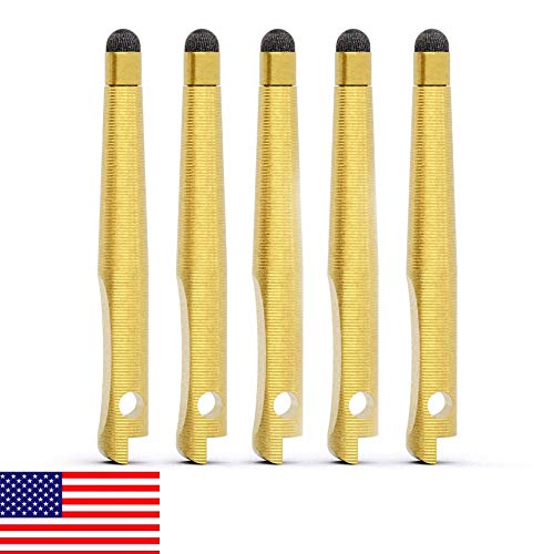 [Australia - AusPower] - PawTool Jr. Solid Brass Touchscreen Stylus - Compact and Portable Phone Stylus/No Touch Tool (5 Pack) 5 