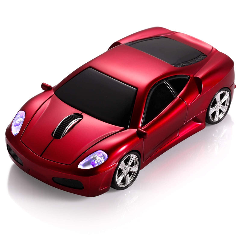 [Australia - AusPower] - BKLNOG Sports Car Computer Mouse [Updated] with LED Headlights, 1600 DPI 2.4 GHz Wireless Mouse for PC & Mac, Red 