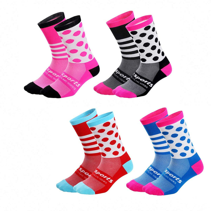[Australia - AusPower] - GuaziV Cycling Socks for Men & Women，Colorful Compression Hiking Socks Running Socks for Travelling, Walking, Climbing Speckled Stripes（4 Pack） 11 