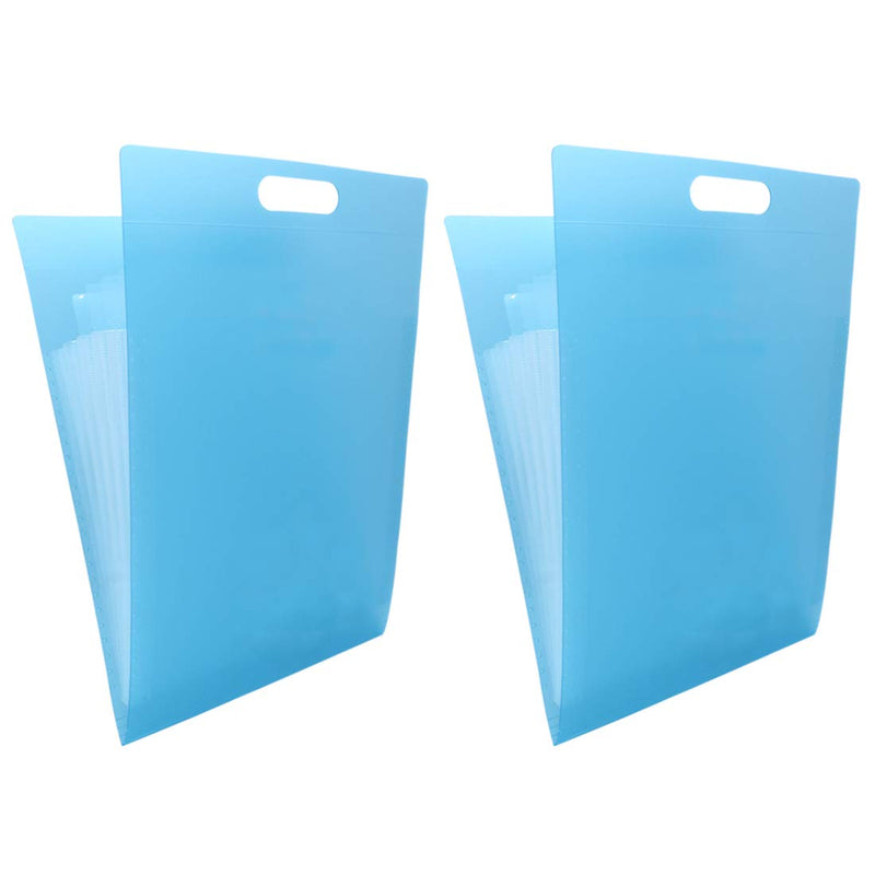[Australia - AusPower] - GUKBIAY Expanding File Folder Vertical Accordion Document Organizer 2 Pack Letter Size A4 Plastic File Folders with 6 Pockets (Blue) 