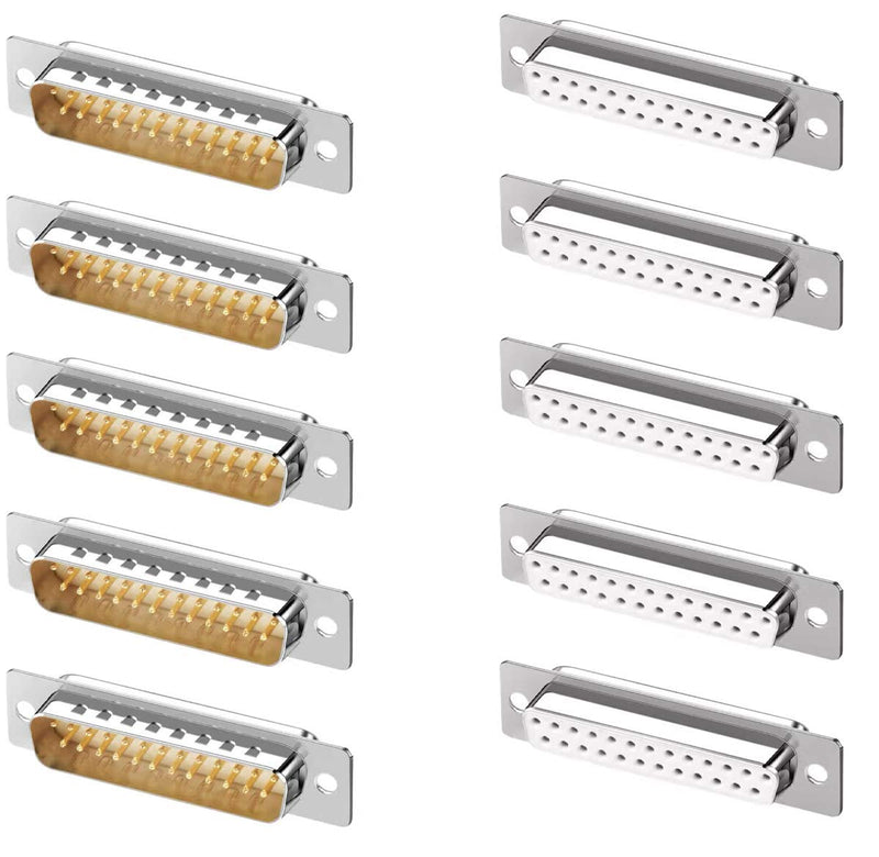 [Australia - AusPower] - Jienk 10PCS DB25 RS232 D-SUB Serial Solder Cup Connectors, Gold Plated Joints RS232 Serial Port 25 Pin D Sub Couplers 