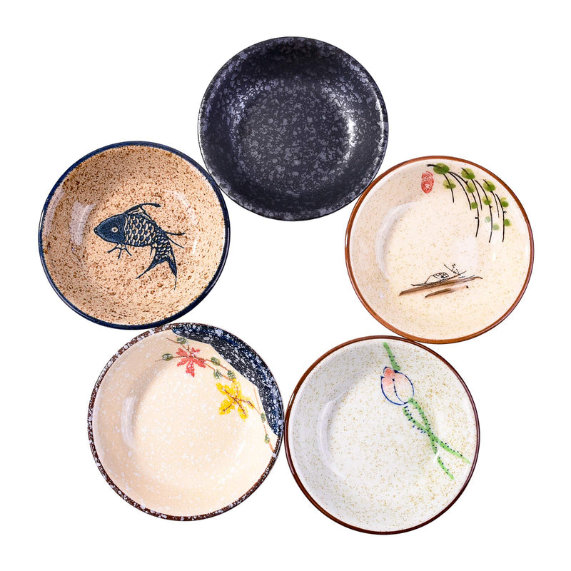 [Australia - AusPower] - Side Dishes set of 5, Japanese Retro Porcelain Side Dish Bowl Seasoning Dishes Soy Dipping Sauce Dishes 