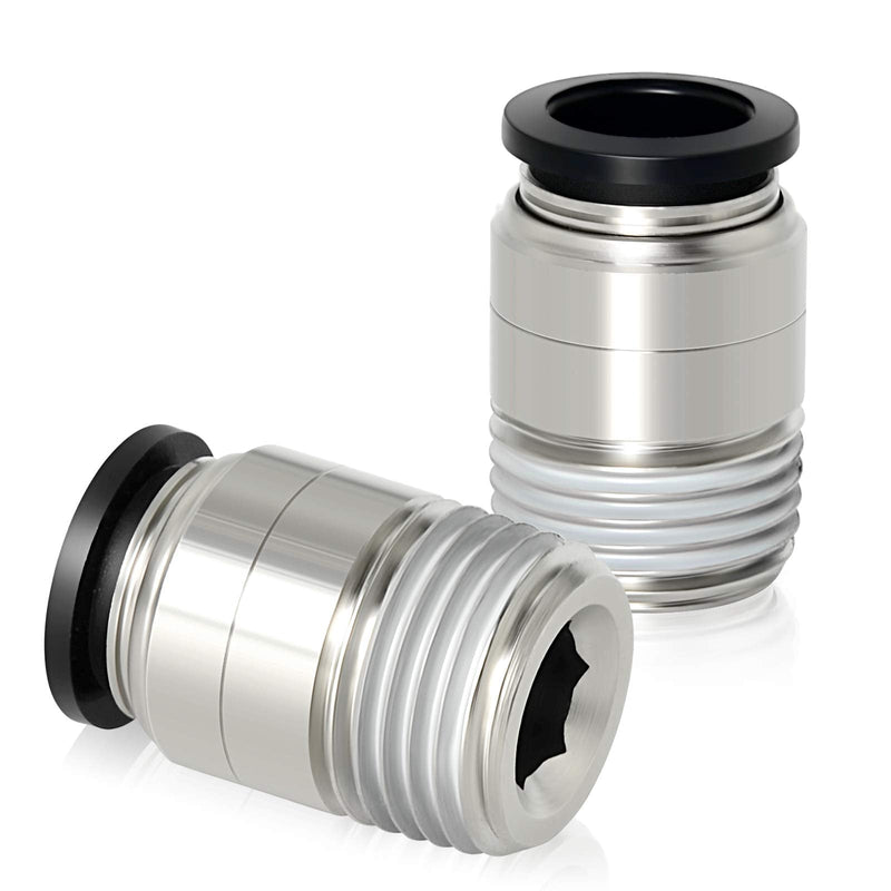 [Australia - AusPower] - TAILONZ PNEUMATIC Round Male Straight 3/8 Inch Tube OD x 3/8 Inch NPT Thread Push to Connect Fittings POC-3/8-N3 (Pack of 10) 3/8"OD x 3/8"NPT 