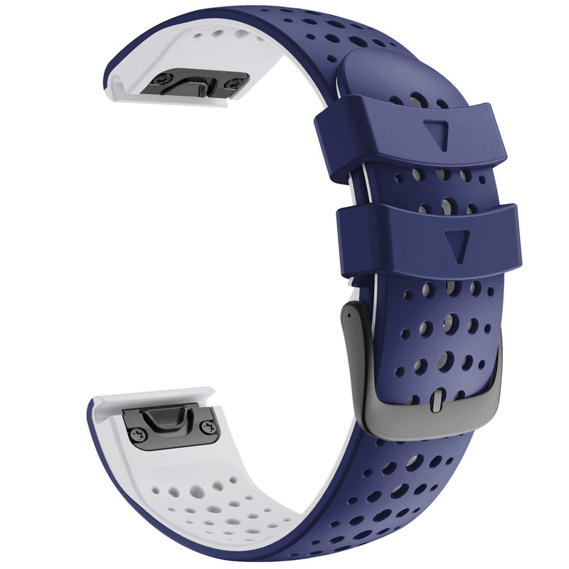 [Australia - AusPower] - ANCOOL Compatible with Fenix 5 Watch Band 22mm Easy-fit Silicone Soft Sport Band Replacment for Fenix 7/Fenix 5 Plus/Fenix 6/Fenix 6 Pro Smartwatches (Dark Blue/Black) Dark Blue/Black 