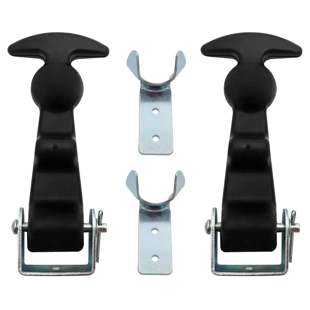 [Australia - AusPower] - QWORK 2Packs 4.7 inch T-Handle Draw Latches with Brackets, Rubber Flexible Hood Catch t-Handle Hasp, for Tool Box, Hood, Vehicle Engine 2 Pack 